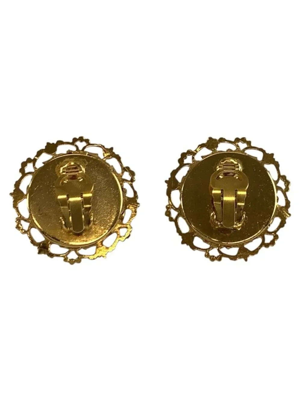 Chanel Vintage CC Logo Gold Plated Faux Pearl Earrings